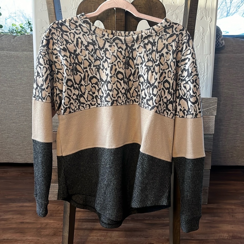 Leopard print long sleeve blouse